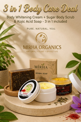 Body Whitening Cream + Scrub + Kojic Acid Soap 3 in 1